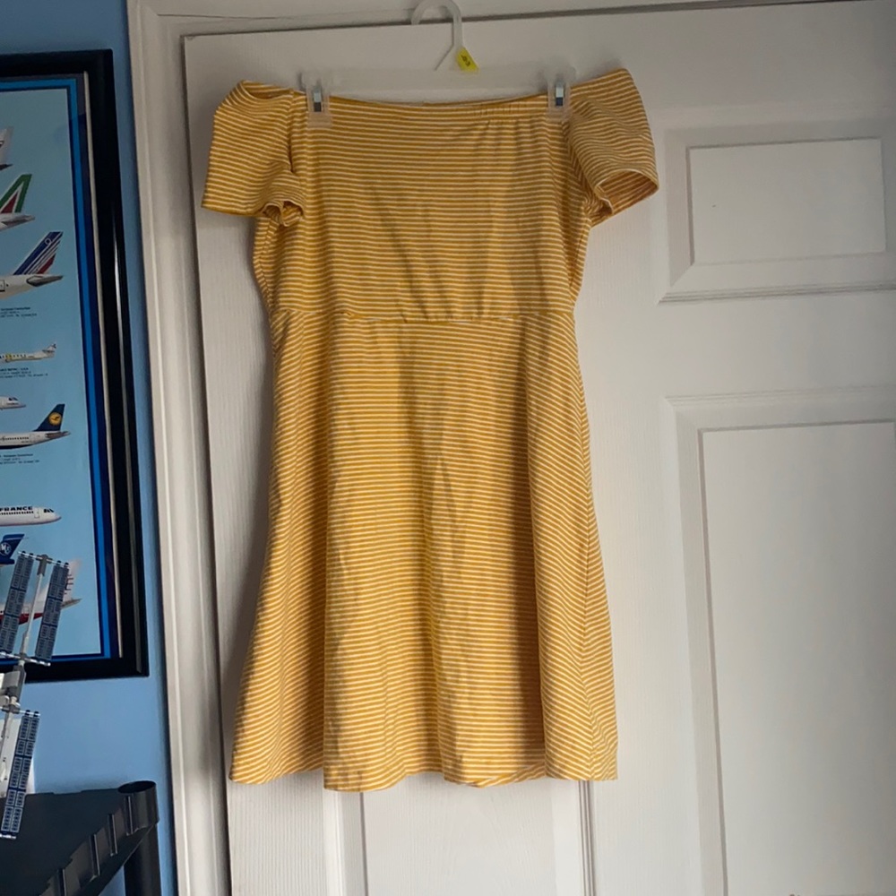 Off the shoulder striped yellow dress